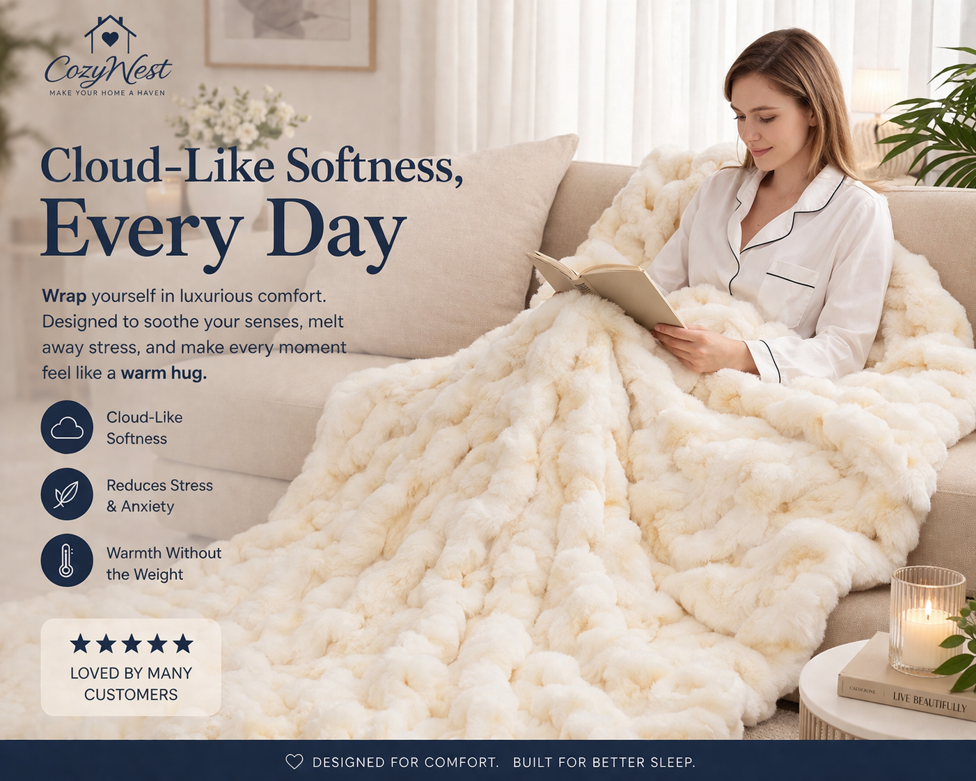 CozyNest™ Luxury Weighted Blanket (6 lb)